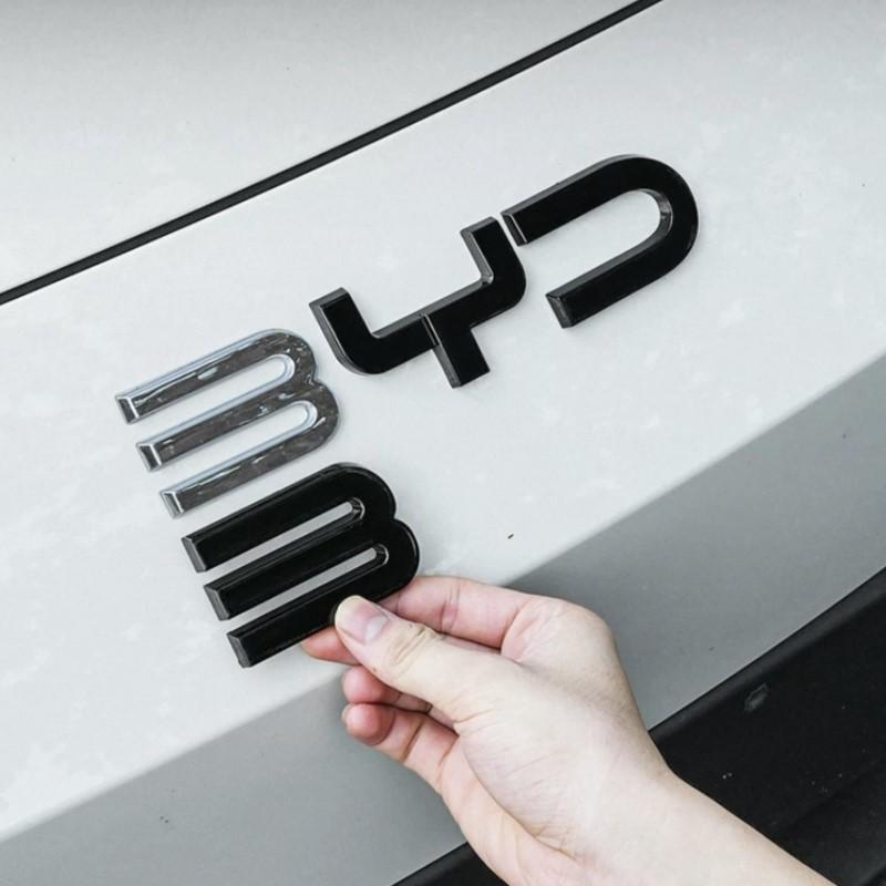 Для BYD SEAl HAN SONG YUAN DOLPHIN ATTO 3 Аксессуары Автомобильный Передний Бампер Эмблема Значок Наклейка Черный Углеродный Логотип Наклейка для Модификации