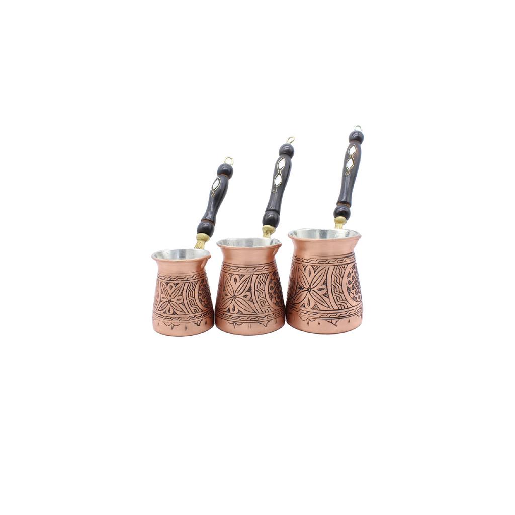 Газиантеп ручной работы с этническим рисунком, медный кофейник, античный медный цвет, набор из 3 предметов кофейника