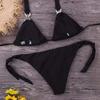 Женский купальник-бикини с лямкой на шее, бандажный отдельный пляжный комплект бикини, купальник с низкой талией