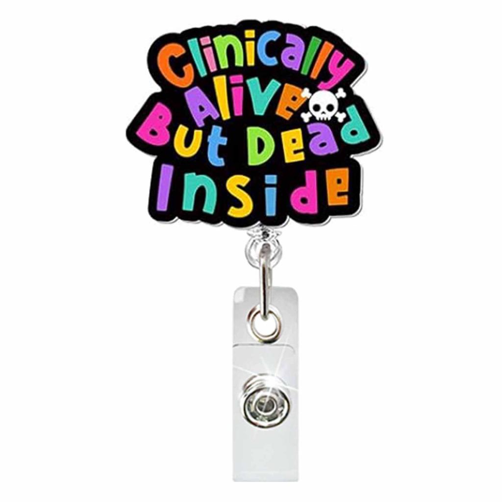 Acrylic Halloween Spooky Ghost Eyeball Skeleton Retractable Badge Reel Rotating ID Badge Holder Crocodile Clip for Doctor Nurse