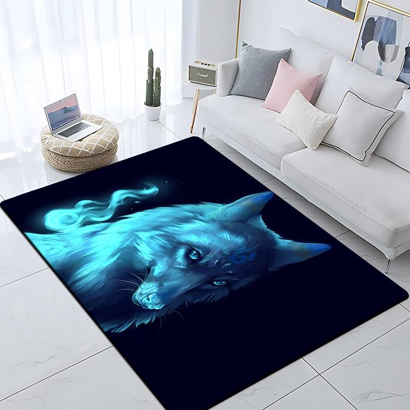 Art Animal Wolf 3D Print Carpets for Living Room Bedroom Decor Carpet Soft Flannel Home Bedside Floor Mat Play Area Rugs Gifts