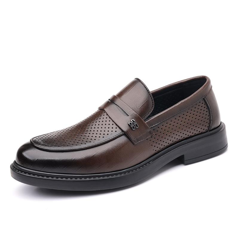 Лоферы Модные Деловые Платье Однопедальные Кожаные Туфли Мужские Полые Дышащие Корейское Издание Туфли Дуду