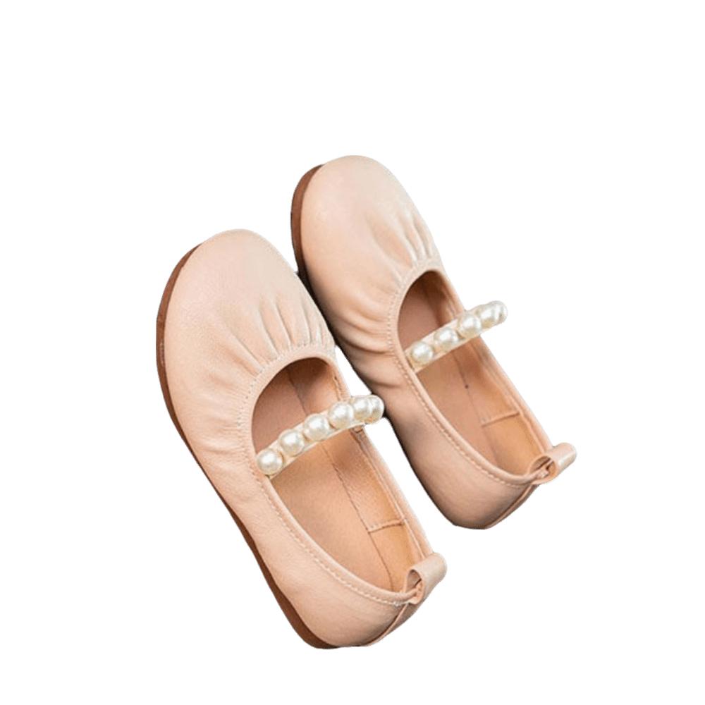 Fashion Sweet Children Leather Shoes Soft Soled Lightweight Mary Jane Shoe Pearl Slip-on Style Girls Princess Shoes Party