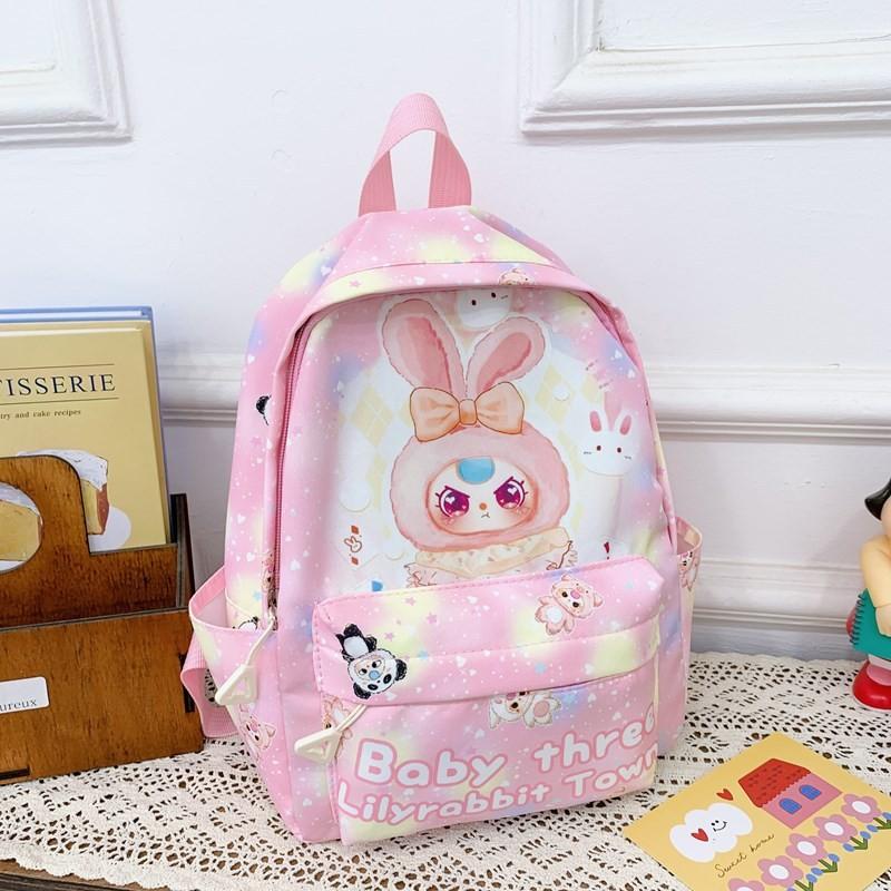 Cute Cartoon Plush Rabbit Letter Printed Children Backpack For Kindergarten
