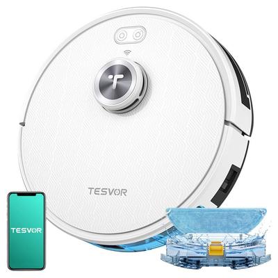 Восстановленный робот-пылесос Tesvor S7 Pro с функцией мытья полов, всасывание 6000 Па, лазерная навигация, пылесборник 600 мл, время работы 180 минут