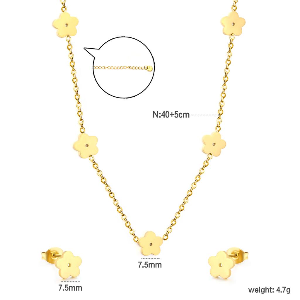 Luxury Fashion Clover Earrings And Necklace Jewelry Set Elegant Earring Gift Box
