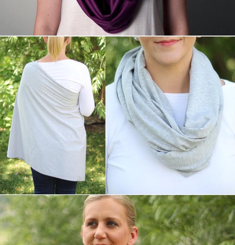 Solid Cotton Seamless Infinity Scarf, Shawl & Nursing Cover