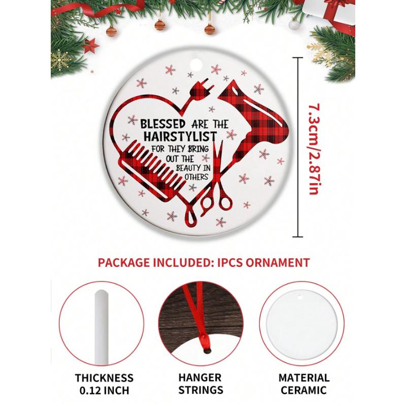1 шт. Украшения для парикмахера, Керамический парикмахер Парикмахер Рождественское украшение Парикмахерская Расческа Фен Ножницы Украшение Подарок Лучший парикмахер