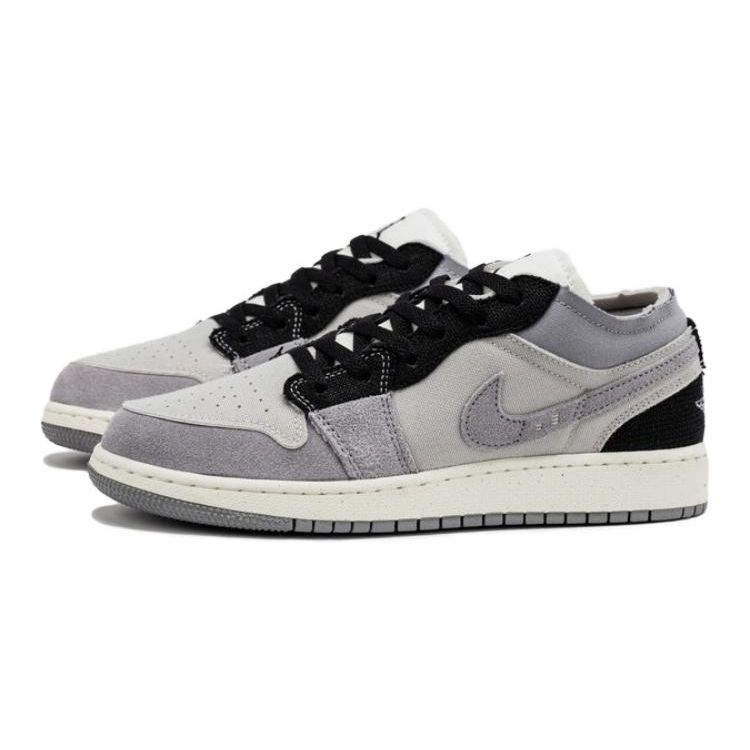Air Jordan 1 Low SE Craft GS Inside Out — Детские кроссовки цементно-серого цвета Tech-Grey Sail Black FD9088-002