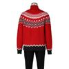 Женский синий шерстяной свитер в стиле ретро Fair Isle с высоким воротником