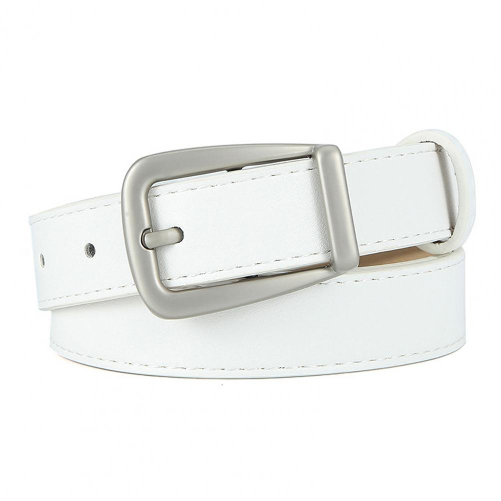 Women Belt Solid Color Pin Buckle Belt Multi Holes Adjustable Length Faux Leather Waistband Jeans Long Pants Belt