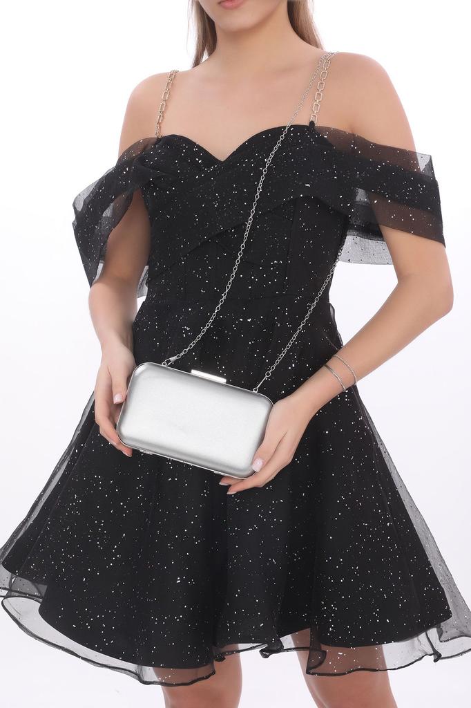 Women's Stylish and Useful Evening Dress Bag Women's Black Skin Matte Evening Dress Portfolio Clutch Bag