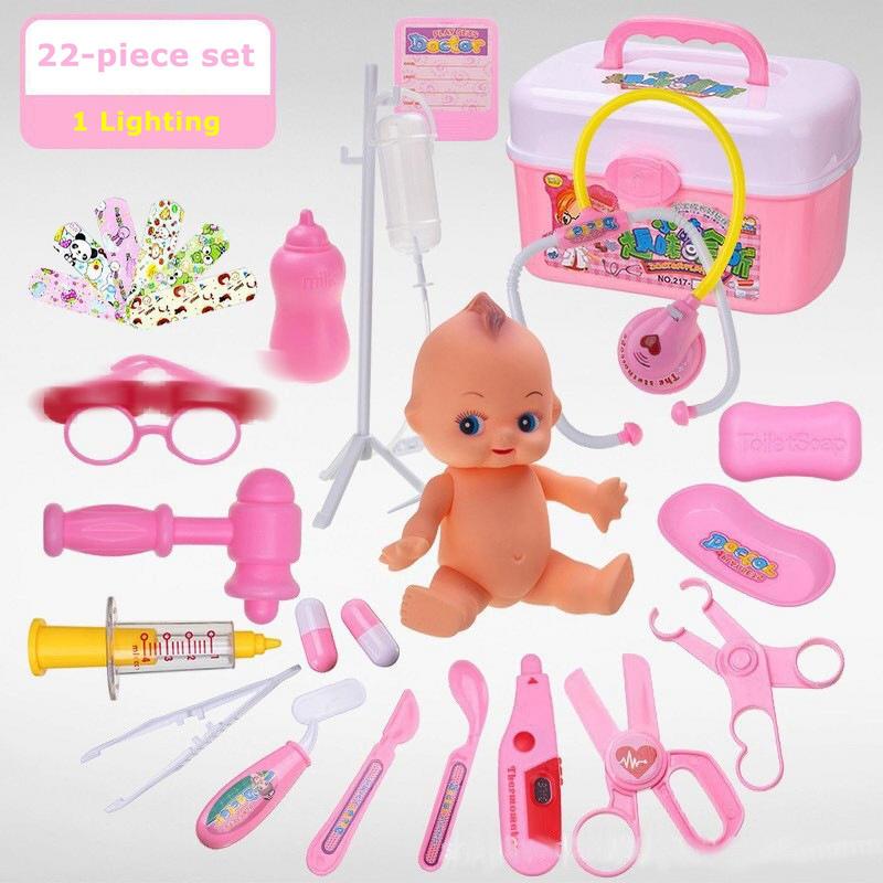 22 шт. детский игровой набор для мальчиков и девочек, имитация стетоскопа медсестры для инъекций, домашний медицинский ящик для инструментов
