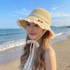 Cherry Embroidered Straw Fisherman Hat Lace Woven Bucket Hat Unique Women Sun Hat  Ladies