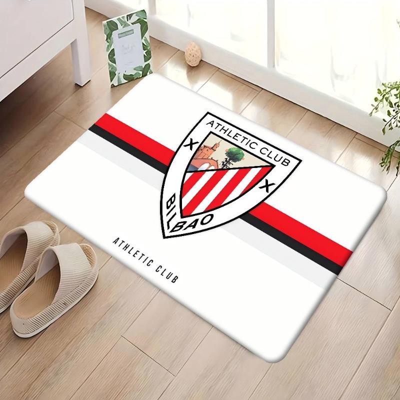 Athletic Club Bilbao Rectangular Doormat Red White Stripes Football Logo Non Slip Floor Mat Soccer Fan Entrance Home Decor