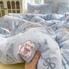 Комплект постельного белья из четырех предметов типа А из двойной пряжи, мультяшная простыня, пододеяльник, общежитие, комплект постельного белья из трех предметов