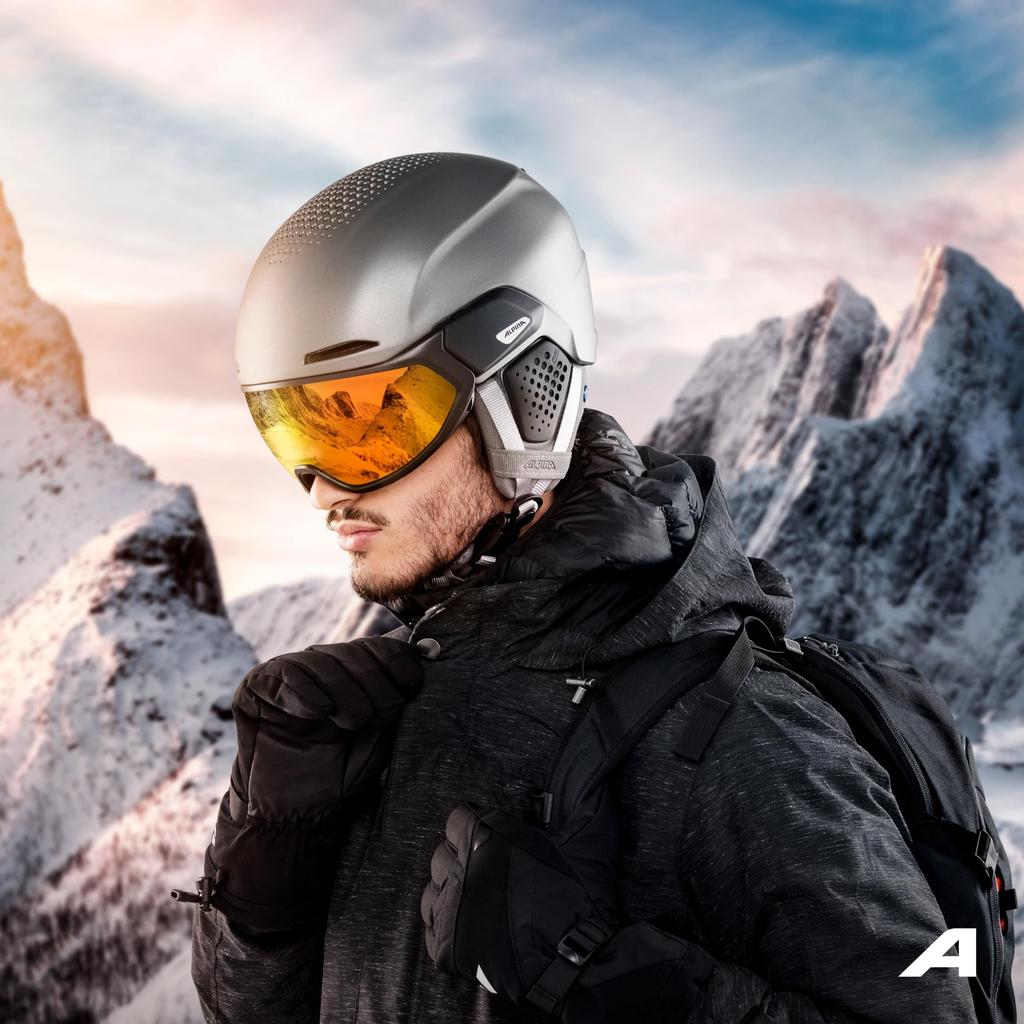 ALPINA ORO QV MIPS Ski and Snowboard Helmet with Polarized Photochromic Mirror and Glasses Size Cm Visor, MIPS, Compatible, 55-59