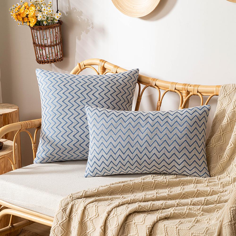 Двусторонняя жаккардовая наволочка, скандинавская плетеная, диванная подушка для гостиной, имитация хлопка и льна, простая вафельная, для прикроватной скамьи