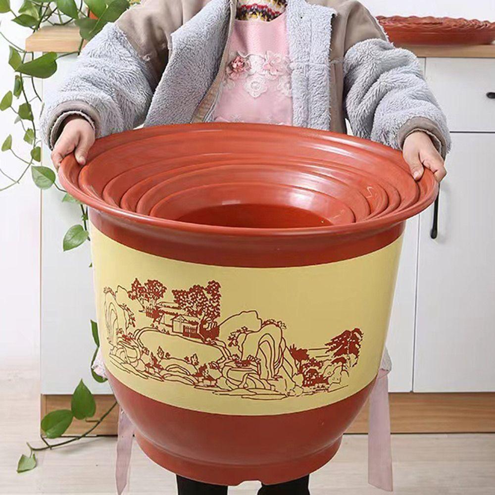 Durable Thickened Flower Pot Large-diameter Imitation Purple Sand Printing Bonsai Flower Pot Fruit Tree Planting Pot