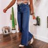 Женские весенние новые темно-синие джинсы с высокой талией и широкими штанинами, модные прямые брюки в стиле ретро