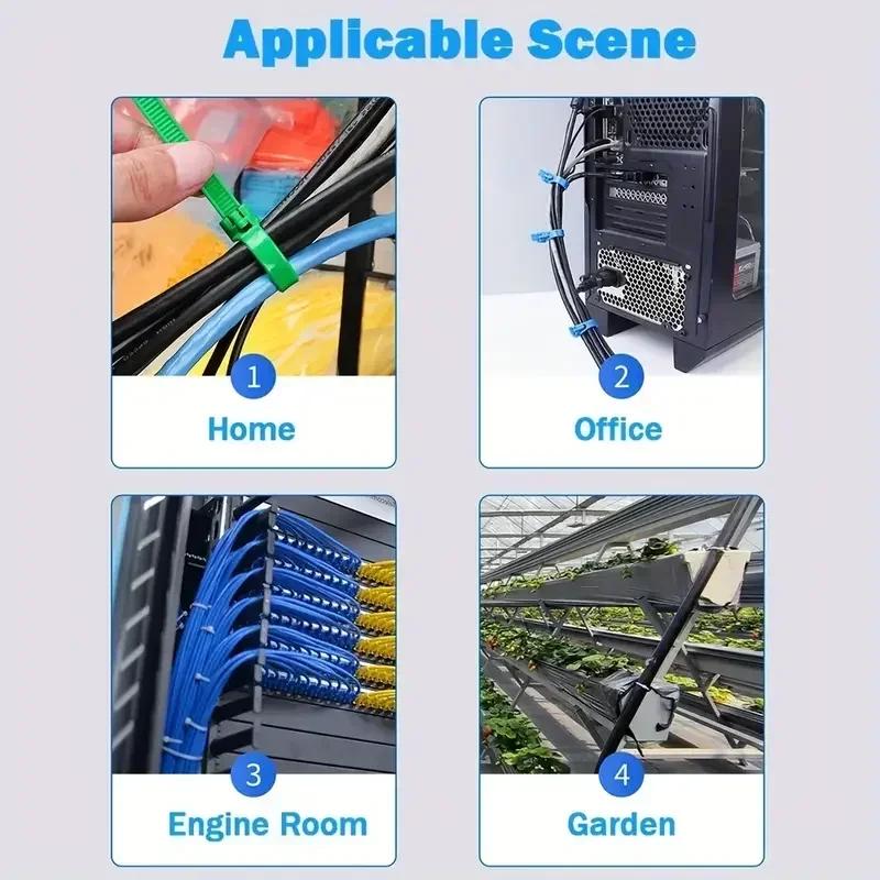 100 шт. Многоразовые кабельные стяжки Самоблокирующиеся пластиковые нейлоновые кабельные стяжки Петля Кабельный органайзер Кабельный хомут Замок-петля Кабельные стяжки Хомут