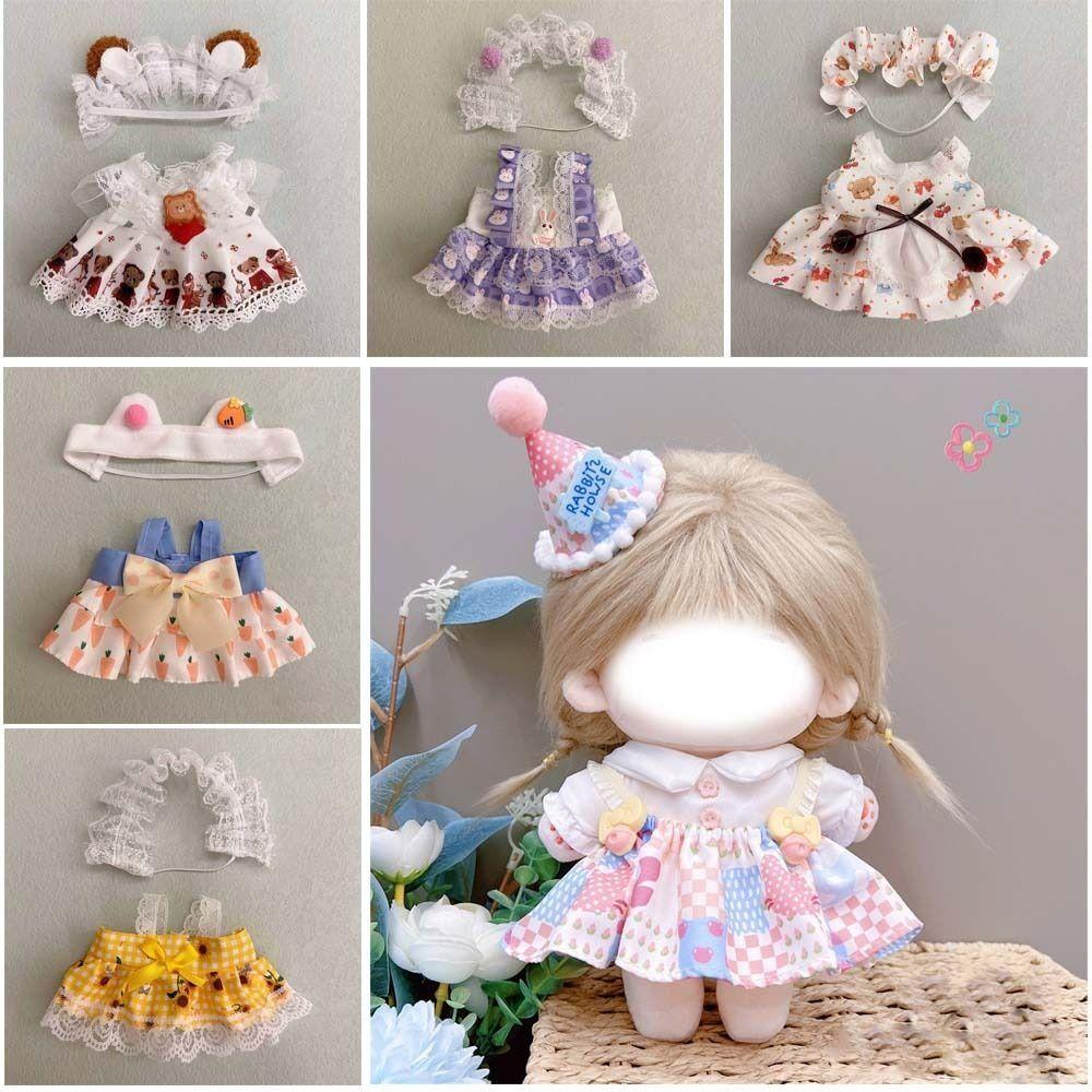 20CM Doll Clothes Multicolor Hairband Suspender Gift Cap Dress Suit Cotton Stuffed Doll