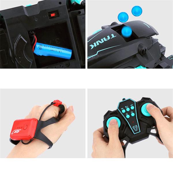 Танк с индукцией жестов, радиоуправляемый автомобиль, 4WD, запуск водяной бомбы, дрейфовый танк, 2.4G, пульт дистанционного управления, багги, музыка, бронированный автомобиль, электрический, детский подарок на день рождения для мальчика