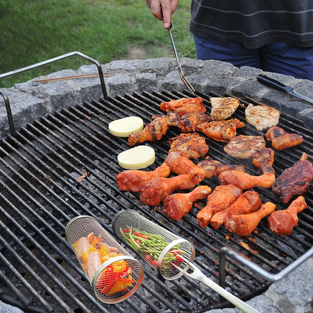 Корзина для гриля BBQ 30x10x10см Клетка из нержавеющей стали с сеткой для овощей и мяса