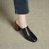 Fashion 2025 New Genuine Leather Fashion Shoes Women High Heels Square Toe Mules Slippers Ladies Office Dress Shoes Sandales Pumps