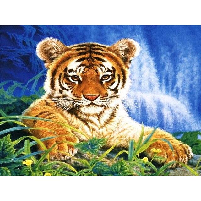 Алмазная картина Тигр 5D Алмазная вышивка с животными, украшение дома, картина, полная круглая алмазная живопись, настенная живопись