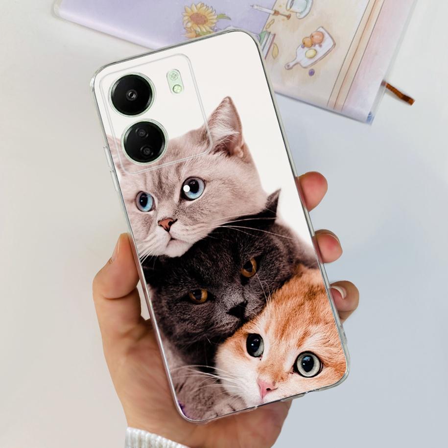 For Xiaomi POCO C65 Case Transparent Silicone Soft TPU Phone Cover For Xiaomi Mi Poco C65 Protective Bumper PocoC65 Flower Funda