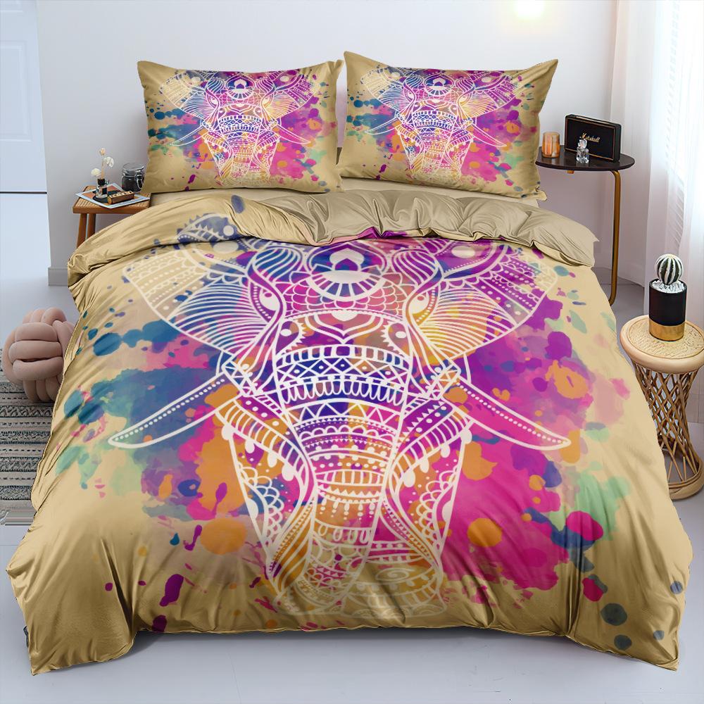 3D комплект постельного белья на тему слона с гигантским животным узором, пододеяльник и наволочка, 2/3 предмета, AU/EU/US/DE, полноразмерное украшение для дома