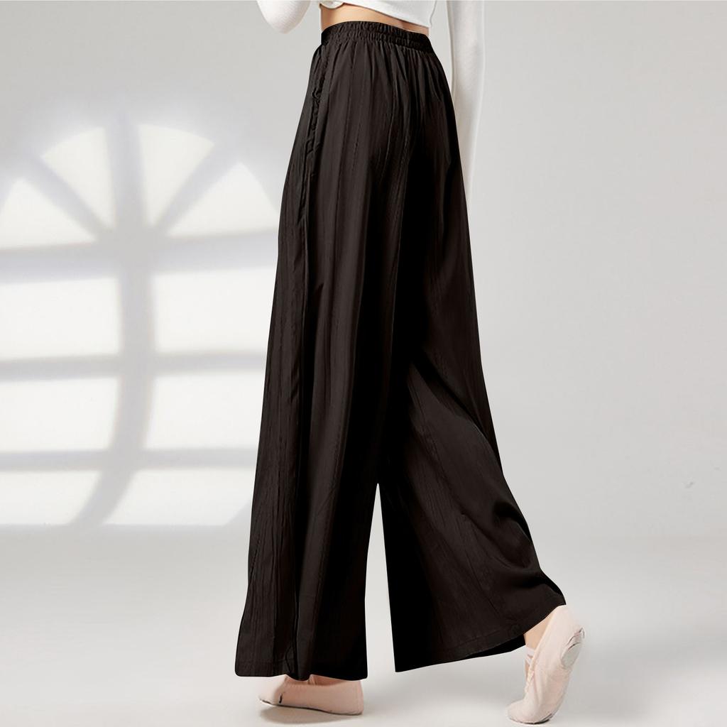 Женские свободные повседневные пляжные брюки с высокой талией и широкими штанинами