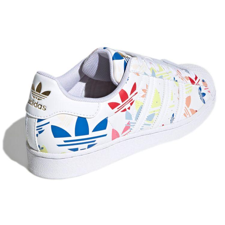 Adidas Superstar Allover Trefoil - Белые мульти-унисекс кроссовки Cloud-White Gold-Metallic H00183