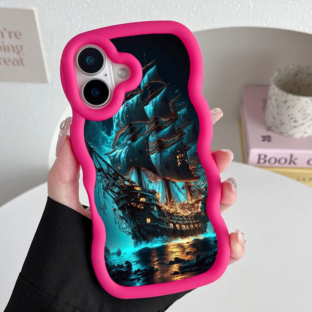 Pirate Corsair Mobile Phone Case for iPhone 17 16 15 14 13 12 11 Air Pro Max Plus Wavy Edge TPU Colorful Cover Luxury Cover