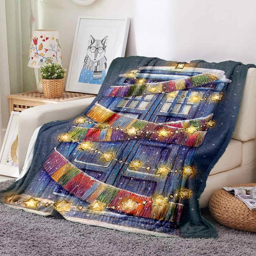 Christmas Tardis Flannel Blanket Throw Blanket Soft Warm Sofa Bed Camping Car home Decor Unique Christmas Gift C930288