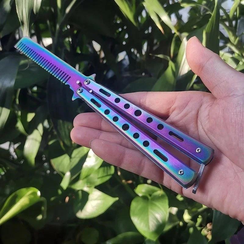 1pc Swinging Comb Stainless Steel Folding Butterfly Comb Newbie Practice Training Hair Styling Tools