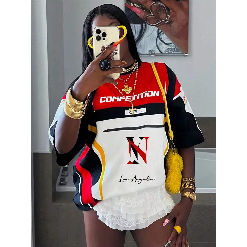2026 New Women New Racing T-Shirt Street Hip-Hop Oversized Breathable Quick Drying Jersey Motorcycle Fashion Versatile Shirt