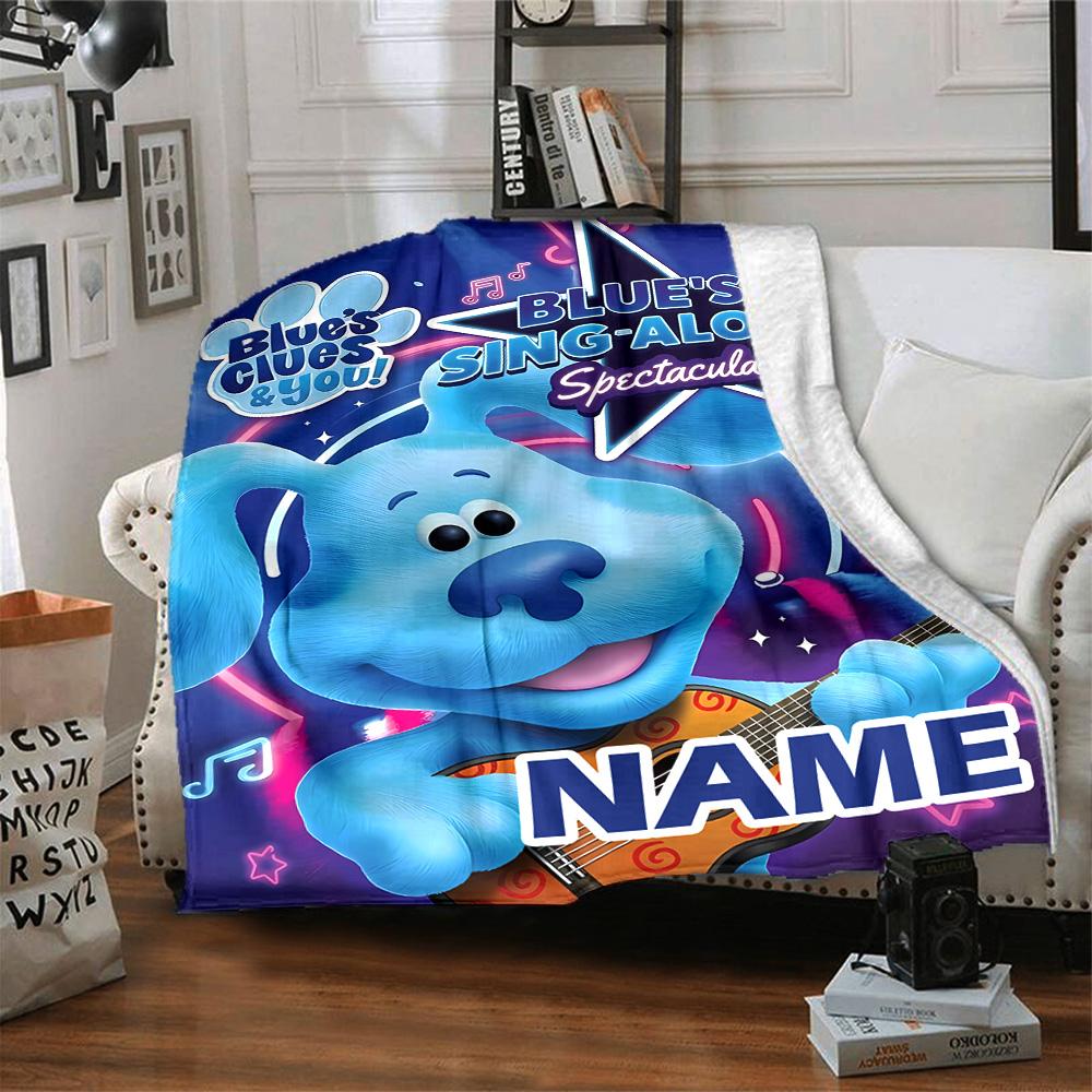 Customizable Pistas da Blue Blue’s Clues2 Throw Blanket – Personalized Name, All-Season Cozy Snug Blanket, Machine Washable, Personalized Blanket