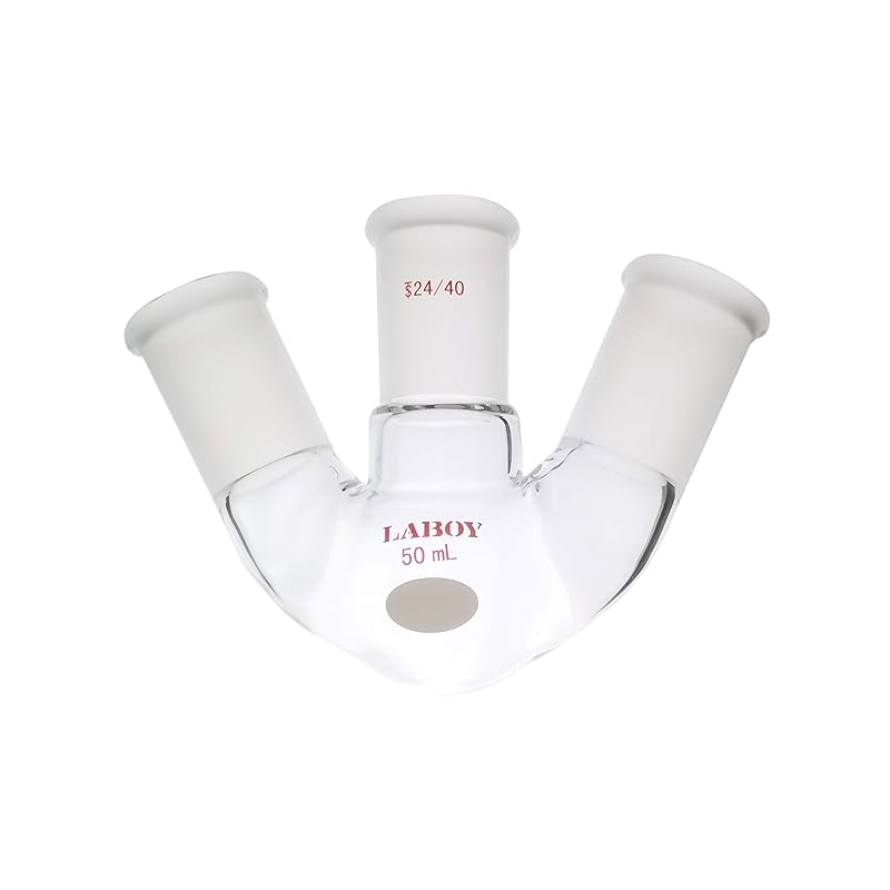 Laboy Glass 1000mL 3 Neck Round Bottom Boiling Flask with 24/40 Center & Side Joints Angled Distilling Receiving Reflux Flask Multi Neck Distillation