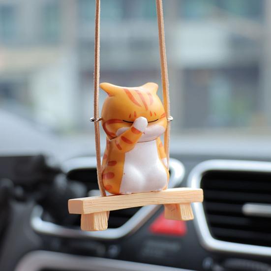 Подвеска в виде зеркала заднего вида, подвесное украшение со шнурком, легко повесить, очаровательное украшение в форме мультяшного кота, подвеска для салона автомобиля