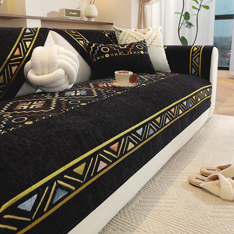 Premium Sense Medieval Sofa Cushion New Four-Season Universal Light Luxury Seat Cushion Fixed Non-Slip Cover Cover Cloth