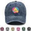 Flower Smiling Face Print Snapback Sun Hat, Trucker Hat Simple Solid Retro Adjustable Buckle Adjustable Baseball Cap