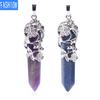 Large Retro Tribal Totem Natural Crystal Semi Gem Pendant Floral Necklaces