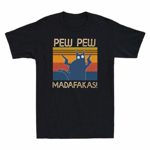 Pew Pew Madafakas Забавные Коты Гангстер С Пистолетом Винтажный Ретро Узор Мужская Футболка