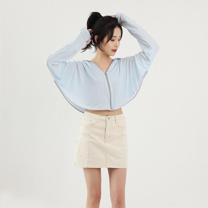 Женская очень длинная дышащая солнцезащитная куртка из ледяного шелка с защитой от УФ-лучей - Повседневный уличный стиль