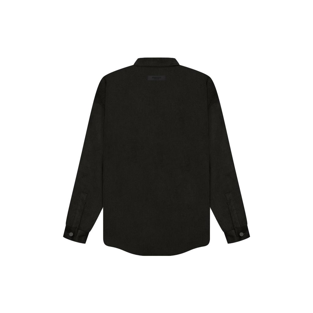 Fear of God Essentials Вельветовая рубашка-куртка SS23 с плюшевой подкладкой Мужская верхняя одежда Черно-серая FOG-SS23-045