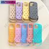 Для Crocs Подвески DIY Держатель для браслета Чехол для телефона Для iPhone 17 16 15 14 Pro Max Air 13 Однотонный Мягкий Силиконовый Задний Чехол