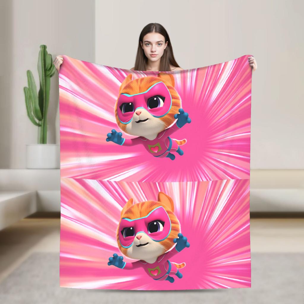 SuperKitties Cartoon Cats Blanket  Soft Graphic Plush Bedding Throws For Children Outdoor Flannel Bedspread Bed Cover