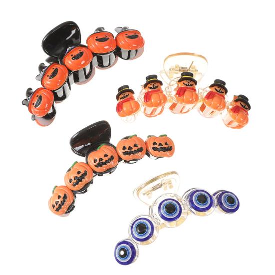 Хэллоуин Декор тыквы Коготь для укладки волос Заколка для укладки на затылке Заколка для волос в виде акулы Противоскользящая заколка с перекрестными зубами Толстые заколки для волос Аксессуары для волос